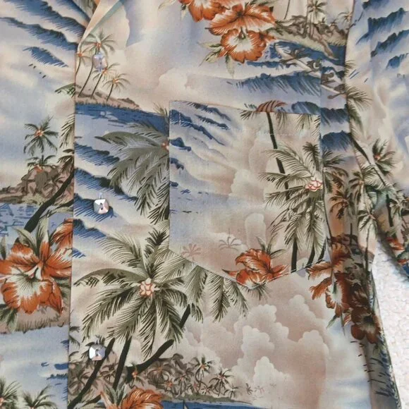 Hawaiian Tropical Men's Button Front Shirt Medium Colorful Floral multicolor Top - Picture 5 of 11